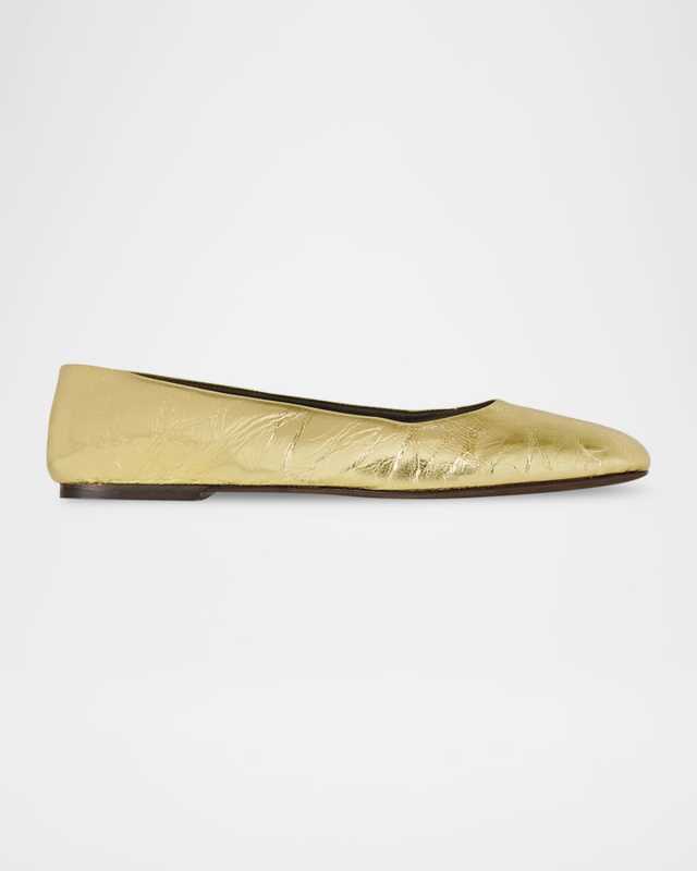 Metallic Leather Ballerina Flats